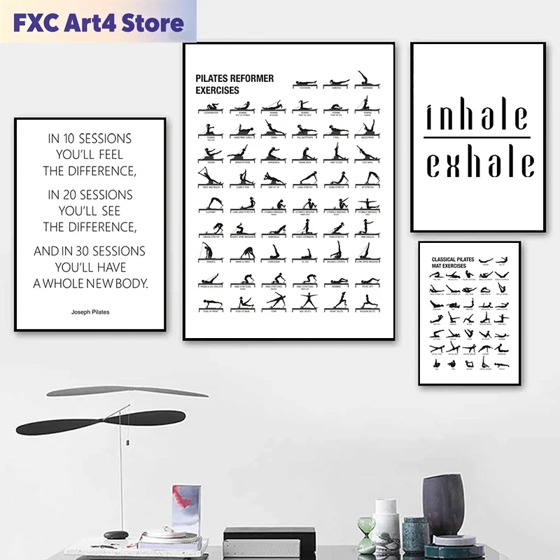 Health Wellness And Fitness - Poster Senza Cornice per Allenamento Pilates,